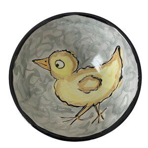 KAREN FIORINO POTTERY Chicken And Egg Bowl Clay Lick Creek Pottery Folk Art 2003